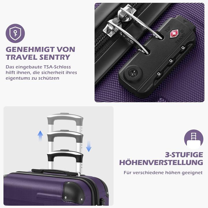 Produktbild Coolife Hartschalen-Koffer für Handgepäck (38 l, Handgepäck (bis 50l))
