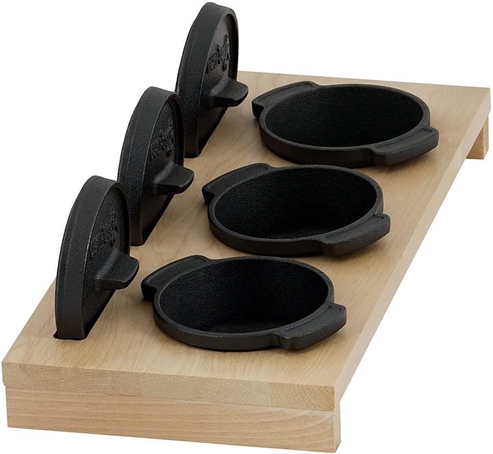 Actual product image BBQ-Toro Mini Dutch Oven Set with wooden base, 3x 11cm