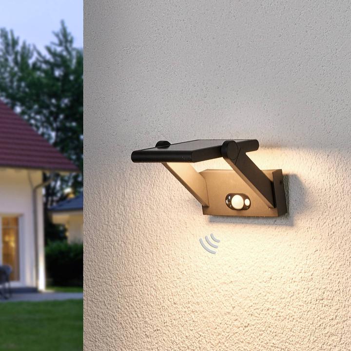 Produktbild Lucande Vakerian Solcelle Wandleuchte w/Sensor Graphite (150 lm, IP54)
