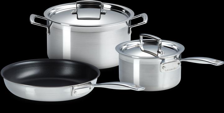 Actual product image Le Creuset 3-PLY 3-PIECE COOKING SET (24 cm, Pan set + pot set, Stainless steel)