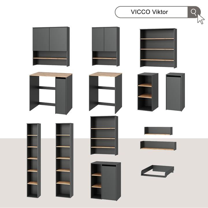 Produktbild Vichy Waschmaschinenoberschrank Viktor, Anthrazit/Goldkraft Eiche, 68 x 100.4 cm