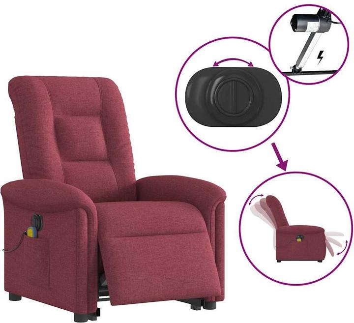 Immagine prodotto VidaXL Poltrona massaggiante elettrica con ausilio per l'assistenza in piedi in tessuto rosso vino