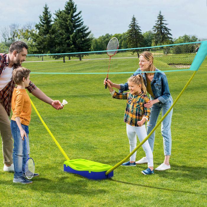 Actual product image Swisshandel24 Badminton net set Volleyball net set, 3-piece set, 400cmx22.4cmx155cm, black + blue + green