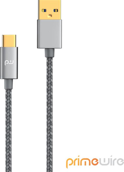 Actual product image Primewire USB-C 3.1 cable, USB type C to type A, data cable, charging cable, nylon jacket, bidirectional (2 m, USB 3.1)