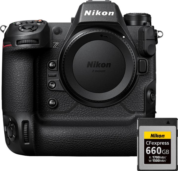 Immagine prodotto Nikon Z9 + scheda CFexpress da 660 GB (45.70 Mpx, Full frame / FX)