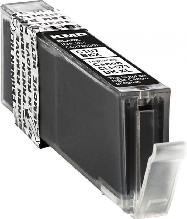Produktbild KMP C107BKX Tintenpatrone sw komp. mit Canon CLI-571 XL BK (BK)