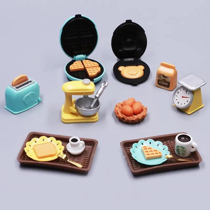 Activity Board Casa delle bambole fai da te Orso Biscotti 1/12 Mobili in miniatura Tostapane Forno Miscelatore