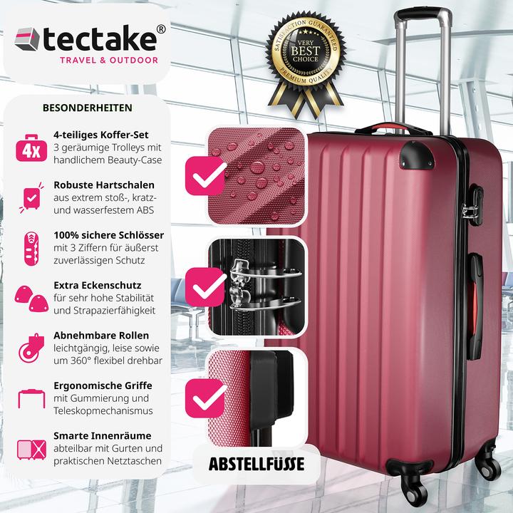 Actual product image tectake Suitcase Set Travel Suitcases Suitcases Travel Set Trolley Set Luggage Set Hardcase Trolley (90 l, Hand luggage (up to 50 litres), M (50 - 90l), L (90 - 115l))
