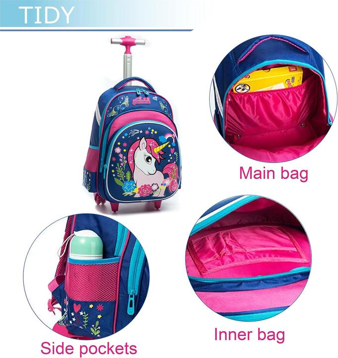 Immagine prodotto HTgroce Einhorn Schultrolley für Kinder mit Zubehör-Set (24 l, Bagaglio a mano (fino a 50 litri))