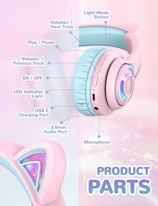 Image du produit Iclever Casque Kids Cat 74/85/94 dB
