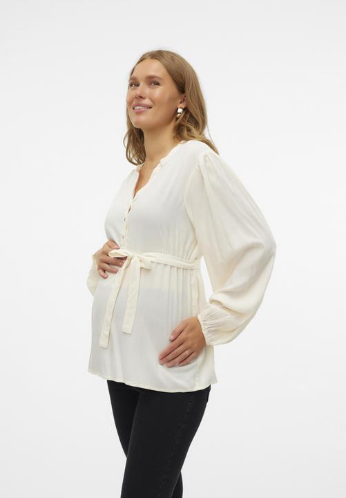Produktbild Mamalicious Normal geschnitten Mandarin Kragen Ärmelbündchen mit Knopf Ballonärmel Top Bluse (S)