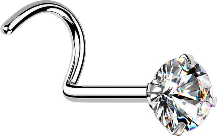 Actual product image Star Piercing Nose stud curved silver round crystal silver set (Surgical steel 316L, without brass)