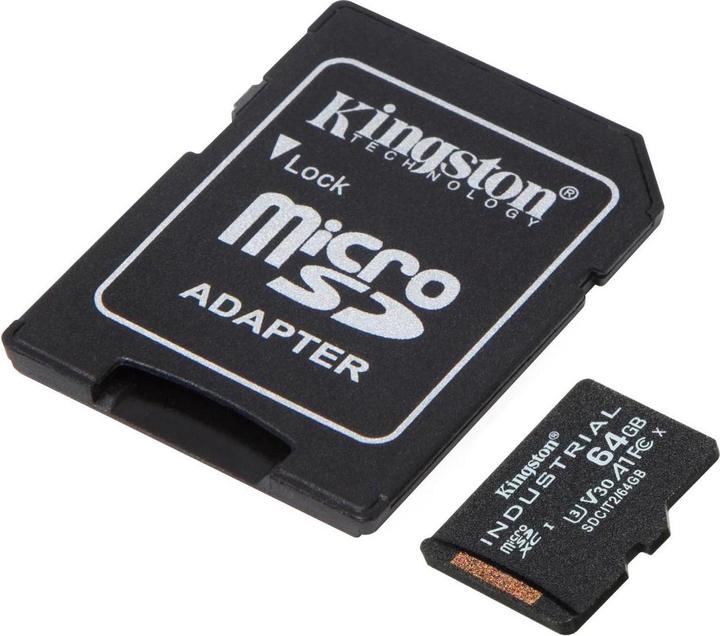 Image du produit Kingston microSDXC Industrial (64 Go, microSDXC, microSDHC, U3, UHS-I)