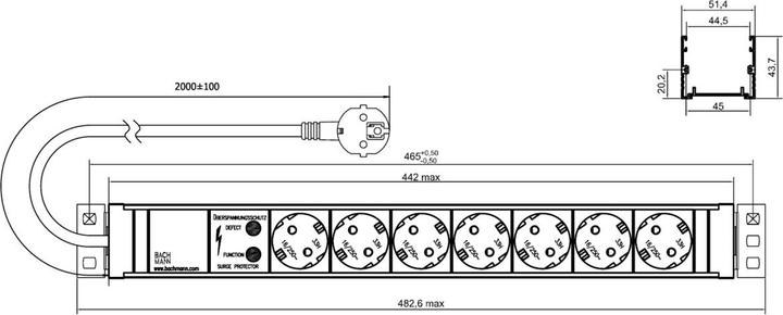 Image du produit Bachmann Rallonge (Rack (16 x, CEE 7/3, 2 m)