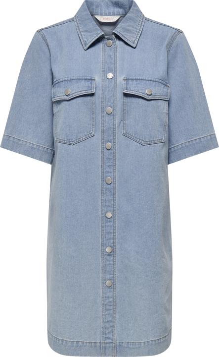 Only Normal geschnitten Hemdkragen Kurzes Kleid Jeanskleid