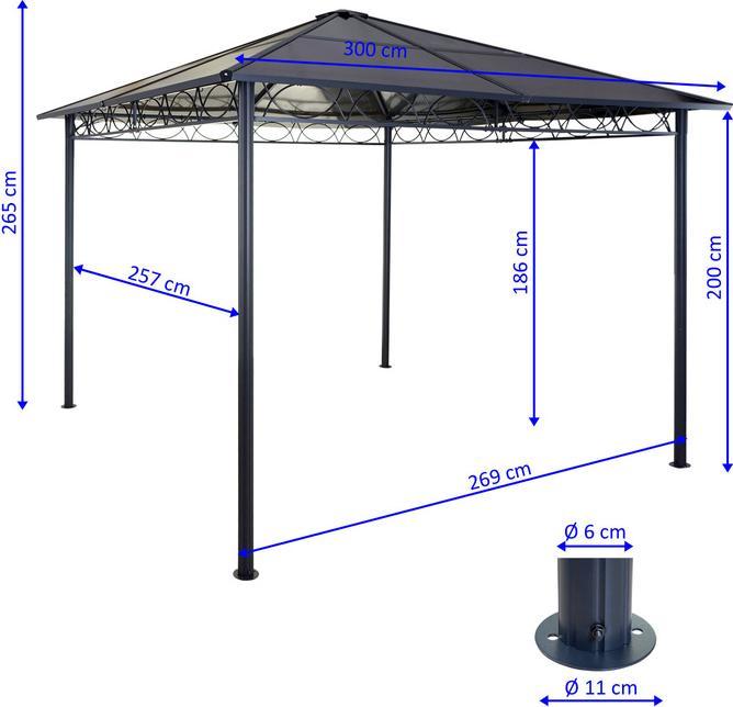 Produktbild Swisshandel24 Hardtop Pergola Garten Pavillon, Kunststoff-Dach Seitenwand Alu hellgrau 3x3m - 27113 (300 cm, 300 cm)