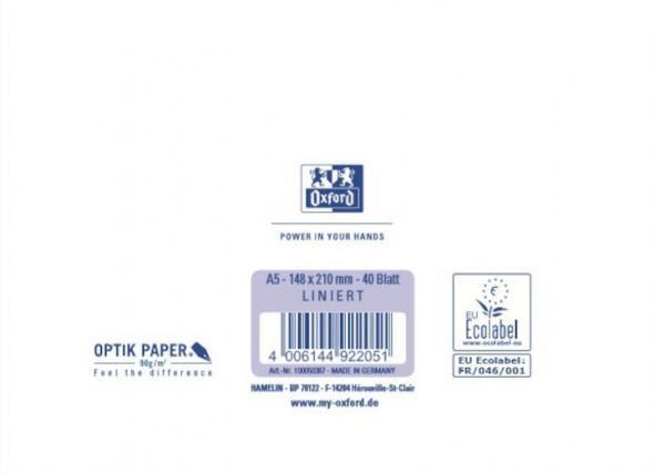 Image du produit Oxford Bloc scolaire, A5, linéature 4 (A5, À rayures)