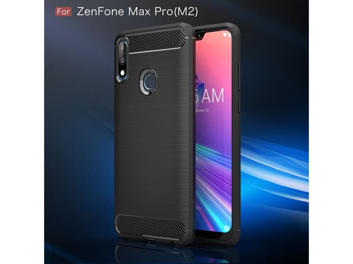 Actual product image Screenguard Asus Zenfone Max Pro M2 Cover Carbon Brushed Soft TPU (Asus Zenfone Max Pro (M2))