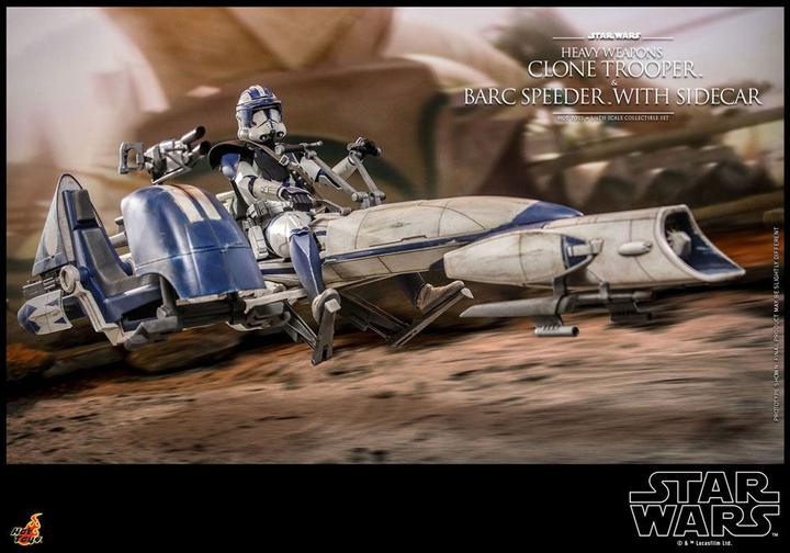 Actual product image Hot Toys Star Wars The Clone Wars figurine 1/6 Heavy Weapons Clone Trooper & BARC Speeder with Sidecar 30 cm