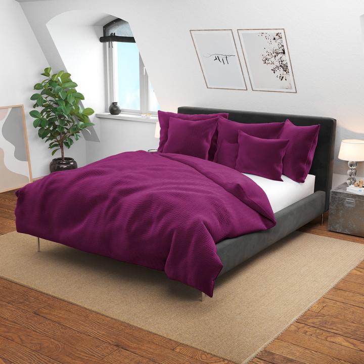 Immagine prodotto Lotus Bettwaren Biancheria da letto in raso Seersucker uni (Copripiumino, 200 x 210 cm)