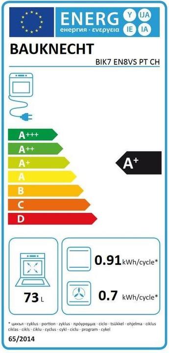 Label énergétique Bauknecht Bik7 En8vs Pt Ch