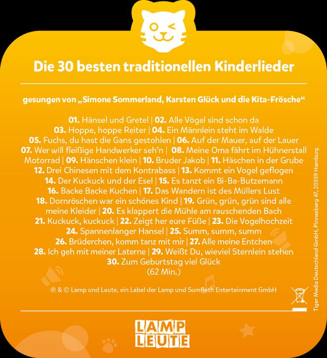 Immagine prodotto Tigermedia Le 30 migliori canzoni tradizionali per bambini (Tedesco)