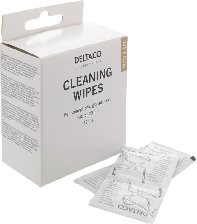 Actual product image Deltaco Office Wet Wipes for Smartphone, Glasses et. al., 52st - White