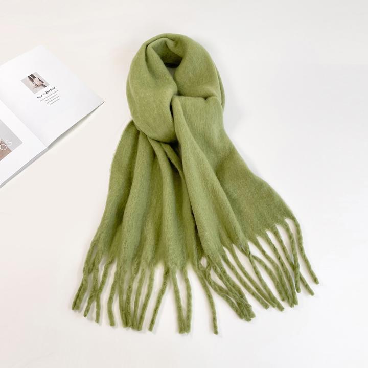 Only-Bags.Store Couleur solide Peluche Chunky écharpe longue simple Grand épais gland écharpe hiver extérieur