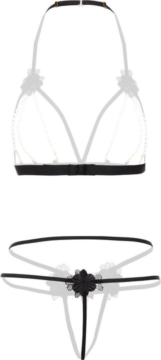 Actual product image Christine Le Duc Seducing open set with pearls Mea - Black (XL)