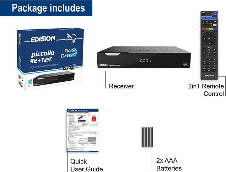 Image du produit Edision Piccollo S2+T2C (6 Go, DVB-S2, DVB-T2, DVB-C, Arbre CI)