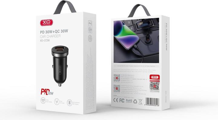 Image du produit xO chargeur de voiture CC56 PD 30W QC 1x USB 1x USB-C noir
