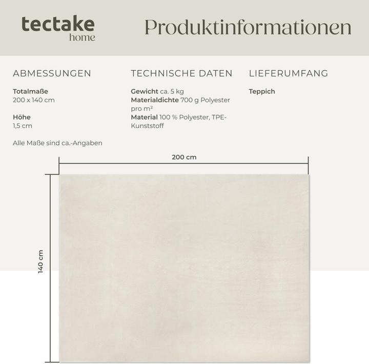 Produktbild tectake Kurzflorteppich Soft Zone (140 x 200 cm)