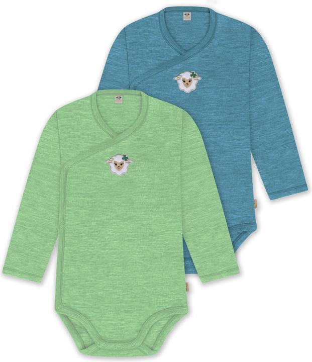 Normani 2er Pack Bio Baby-Body Langarm Wickelbody aus Merinowolle für Junge und Mädchen - 9353