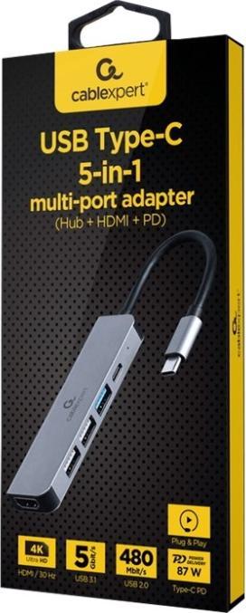 Actual product image Gembird Multi Port Adapter USB Type C (USB-C, 5 Ports)
