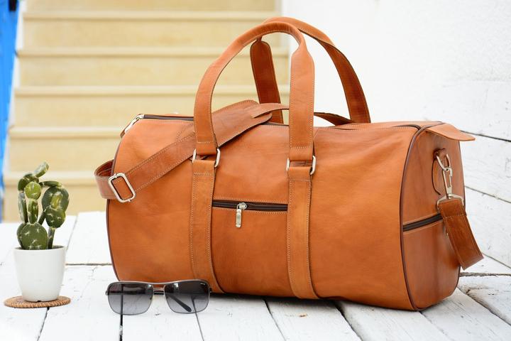 Only-Bags.Store Camel Leder Duffel Bag, Hellbraune Gepäck Reisetasche, Weekender Tasche