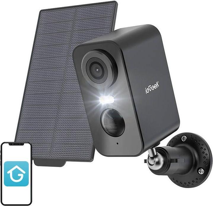 Actual product image IeGeek Wireless 3MP WiFi outdoor camera ZS-GX3S black with solar panel (2304 x 1296 Pixels)