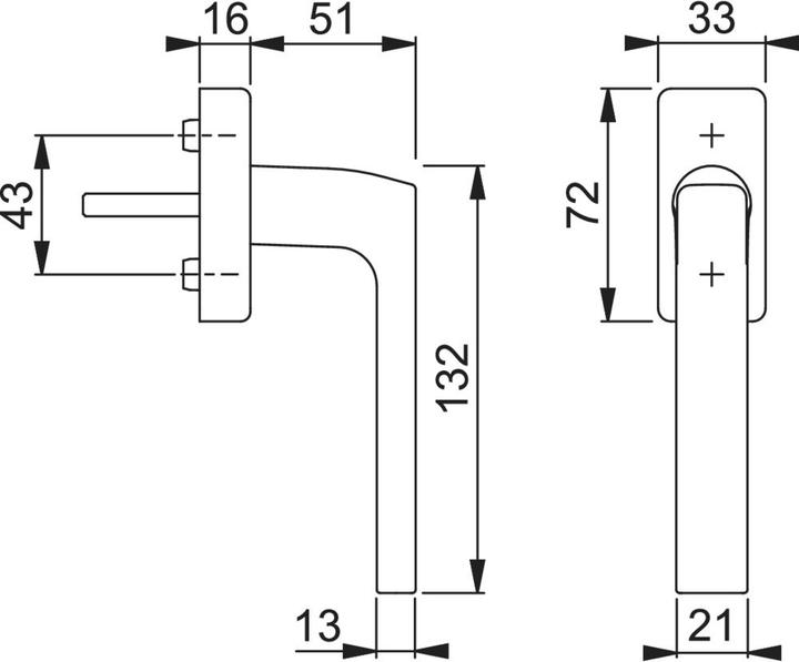 Produktbild Hoppe Fenstergriff DALLAS - VarioFit, VK 7 x 32-42 mm, Edelstahl matt (Türgriff)