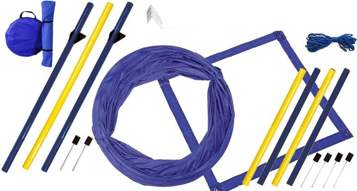 Image du produit Petcenter Kit de démarrage Agility 1 tunnel 60x152 cm, 4 piquets de slalom, 1 saut, 1 tapis de boxe (Taille unique, Agility)