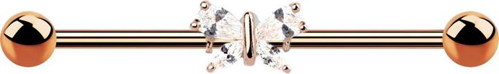 Image du produit Star Piercing Barbell rosegold mit Schmetterling (Acier chirurgical 316L, Laiton)