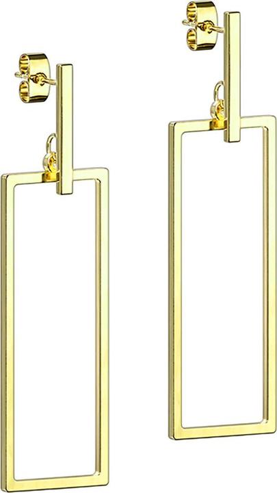Star Piercing Ohrstecker vegoldet Balken Anhänger langes Viereck (ohne Messing, Chirurgenstahl 316L)