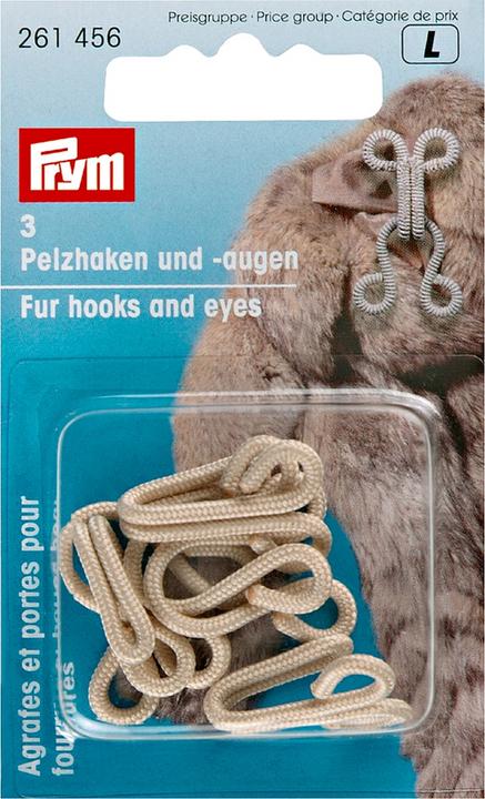Produktbild Prym Pelzhaken + Augen, beige Karte 3 Stk.