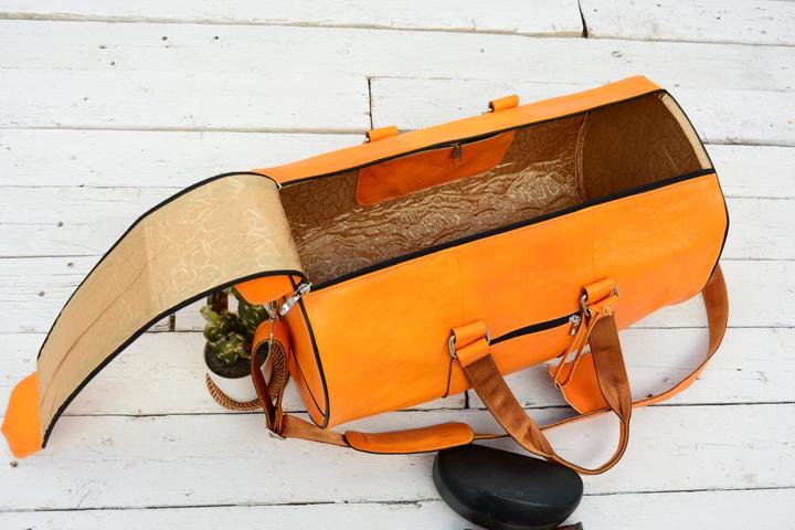 Produktbild Only-Bags.Store Reisetasche aus gelbem Leder, Wochenendtasche aus gelbem Leder, Reisetasche