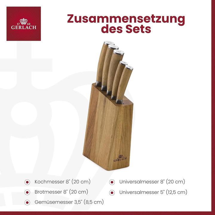 Produktbild Gerlach MESSERSET BLOCK 5-tlg. NATÜRLICH