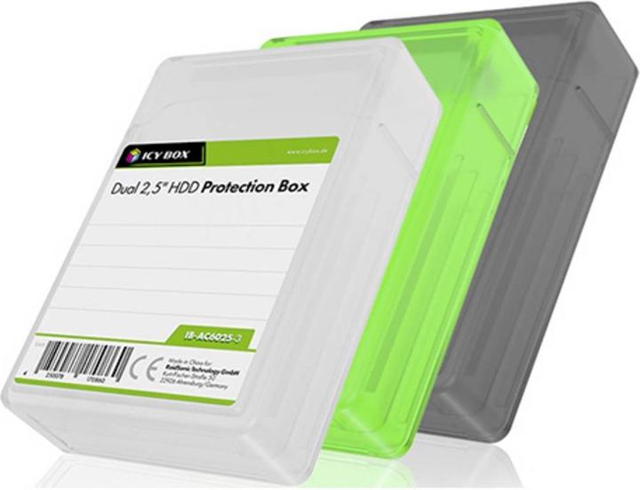 Icy Box IB-AC6025-3 Schutzgehäuse Set für je 2x 2,5" SSD/HDD 3er Set