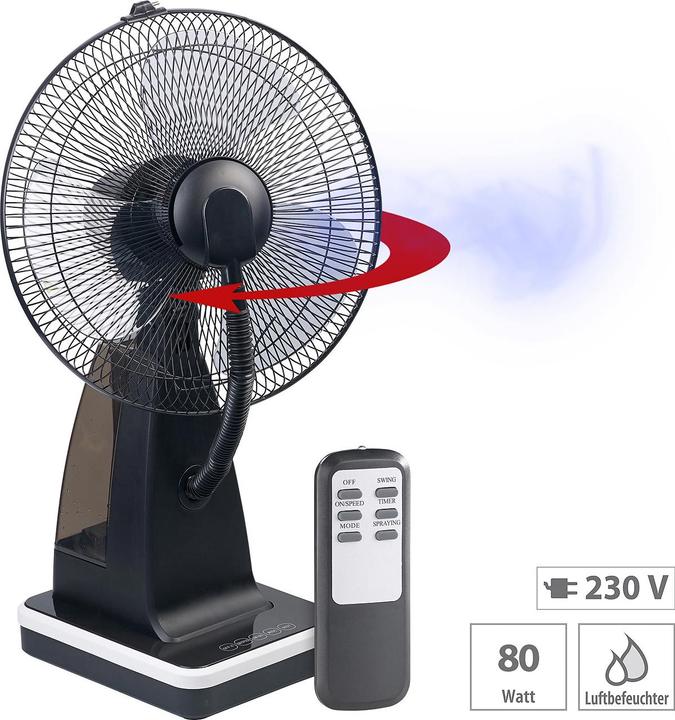 Immagine prodotto Sichler Ventilatore da tavolo con spray ultrasonico e telecomando (65 dB)
