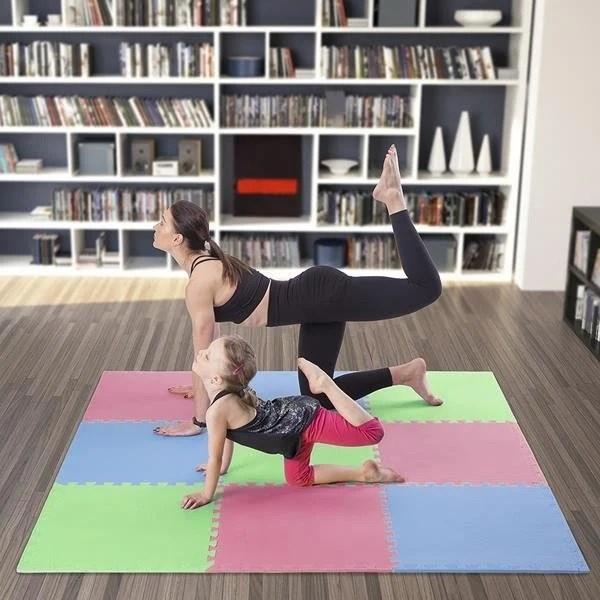 Image du produit One Sudedamas kilimėlis treniruotėms Fitness MP10 žalias-mėlynas-raudonas, 60x60x1.0cm (9 dalių) (10 mm)