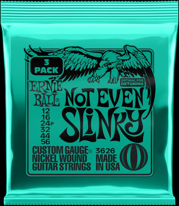 Ernie Ball Set di corde, Slinky Nickel, Not Even 12-56, confezione da 3 pezzi (6 x, Chitarra elettrica, 0.06")