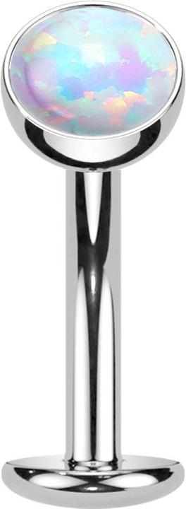 Actual product image Star Piercing Threadless Labret-Stab Banane silber Halbkugel Opal weiss (Titanium G23)