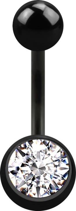 Produktbild Star Piercing Banane schwarz mit Kugel und Kugel Kristall silber (Chirurgenstahl 316L, ohne Messing)