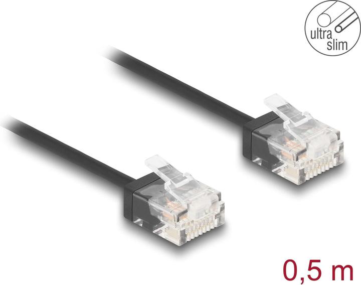 Actual product image Delock RJ45 network cable Cat.6 UTP Ultra Slim 0.5 m black (UTP, CAT6, 0.50 m)